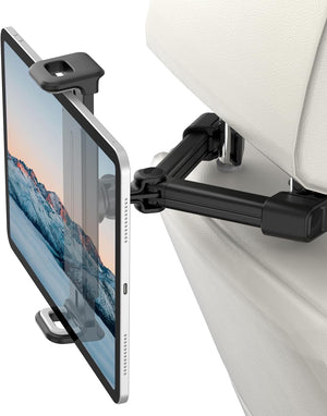 Car Headrest Tablet Mount Holder with 360° Rotation Universal Backseat Car Mount for Tablet, Kids Entertainment - Secure & Adjustable (Black)